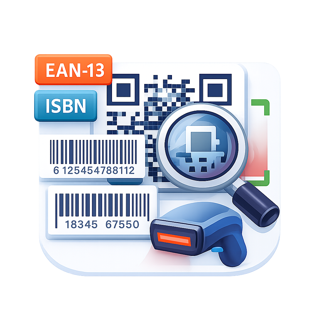 Decodificador QR, EAN_13, ISBN, CODE_39 e CODE_128 on-line
